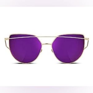 Purple Cat Eye Mirror Fashion Sunglasses